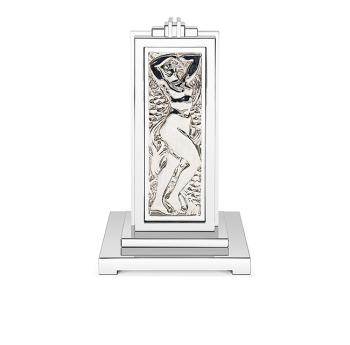 Lampe femme bras levés en édition numérotée, cristal incolore et chromé, acier poli incolore et chrome - Lalique